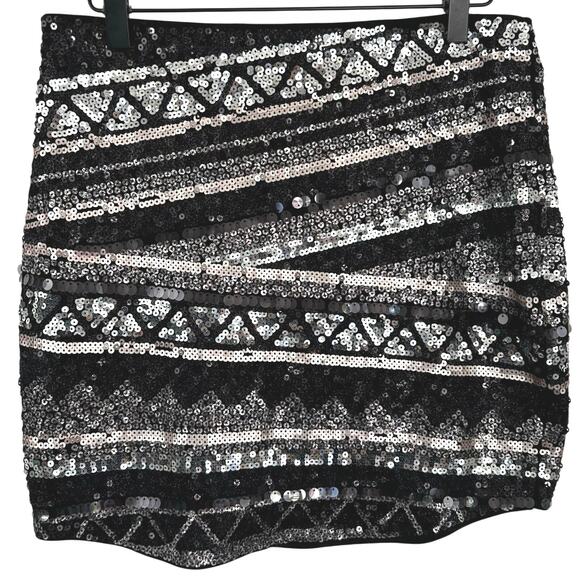 Express Women Sequin Stretch Silver Micro Mini Skirt Y2k Futuristic Party Small - Picture 1 of 6